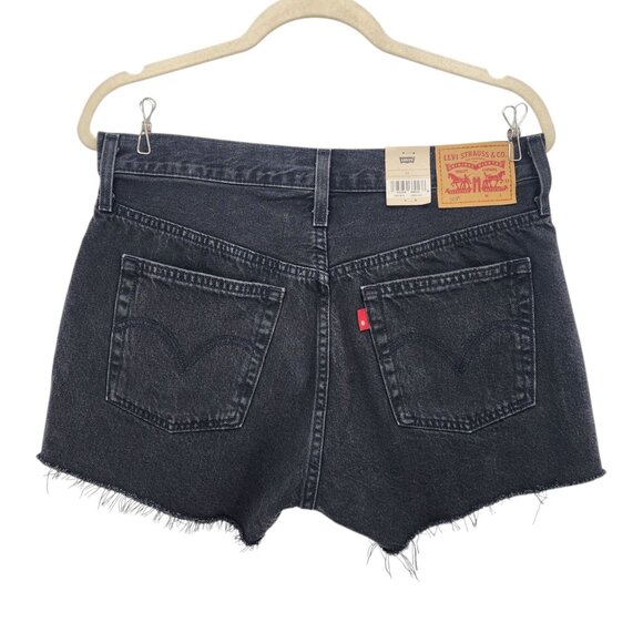 NEW Levi's Womens 29 Shorts 501 High Rise Cut Off Button Fly Black Jean Shorts - Picture 3 of 11